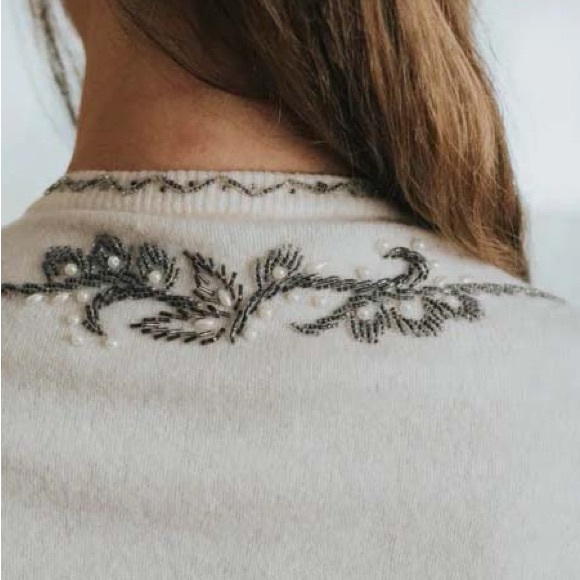 Vintage beige cardigan with bead detailing, size S/M - Picture 4 of 4